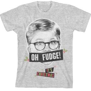 Boys Large A Christmas Story Ralphie "Oh Fudge!" heather grey T-shirt NWOT